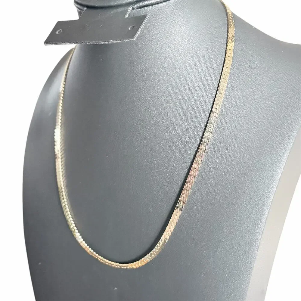 Vintage Givenchy Gold Tone Herringbone Chain Necklace Stamped 17